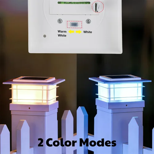 Miniatura 3 de Dynaming Luces solares de 4 x 4 para exteriores con 2 modos de color, luces solares para poste de valla, carcasa negra para postes de vinilo/madera