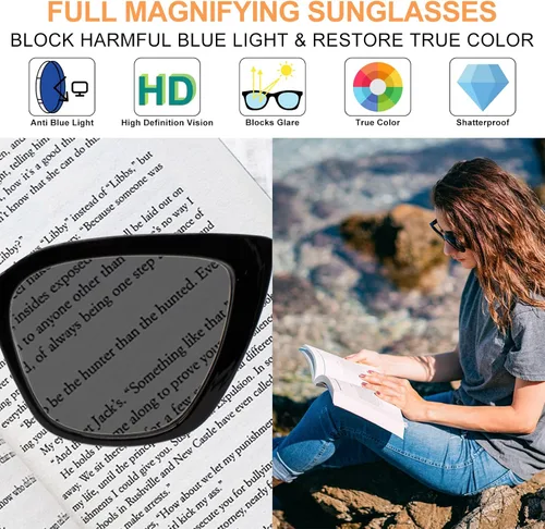 Miniatura 3 de Cat Eye Reading Sunglasses for Women Large Sun Glasses with Full Readers 1.0 1.25 1.5 1.75 to 4.0 UV Protection