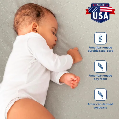 Miniatura 8 de Sealy Posture Perfect - Colchón impermeable de 2 etapas para cuna y colchón para cama de bebé, espuma viscoelástica híbrida y 150 bobinas de alta