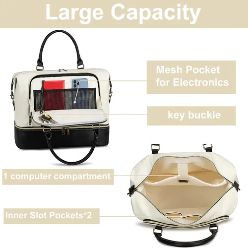 Miniatura 30 de CAMTOP - Bolsa de viaje de fin de semana para mujer, bolsa de lona con espacio para laptop de15.6 pulgadas