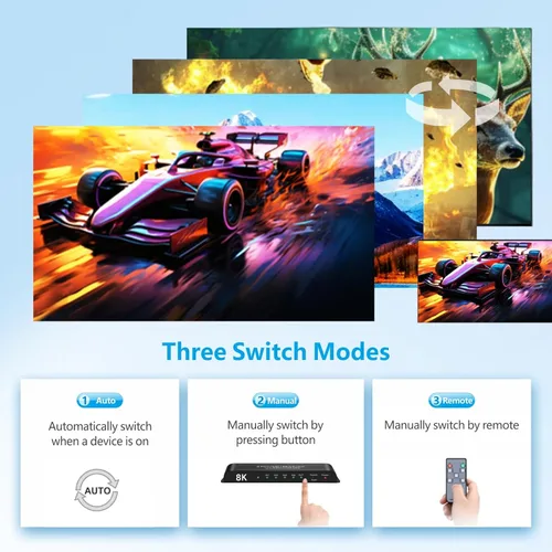 Miniatura 5 de 8K HDMI Switch 4 en 1 salida 4K @120Hz HDMI Switcher Soporte HDR10+, Dolby Vision, Dolby Atmos, VRR, ALLM, CEC