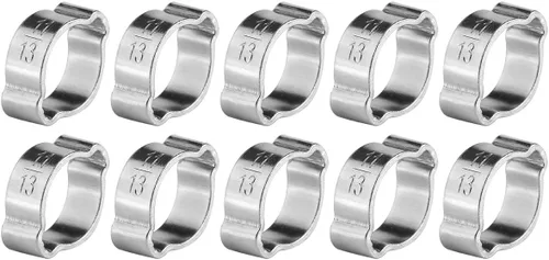 Miniatura 3 de Abrazadera de manguera de acero inoxidable chapado en zinc, abrazadera de doble oreja Fule Pipe Tube Clip para mangueras de goma (0.433-0.512 in)