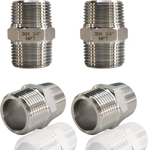 Miniatura 10 de 4 piezas de tetina hexagonal de 1/2" macho x 1/2" macho accesorios de tubería, adaptadores de tubería de rosca macho NPT de 1/2 pulgada de acero