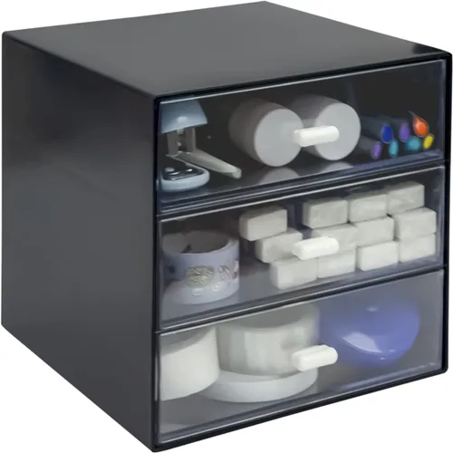 Organizador de escritorio con cajón, caja de almacenamiento de escritorio, organizadores de suministros de papelería de oficina de plástico,
