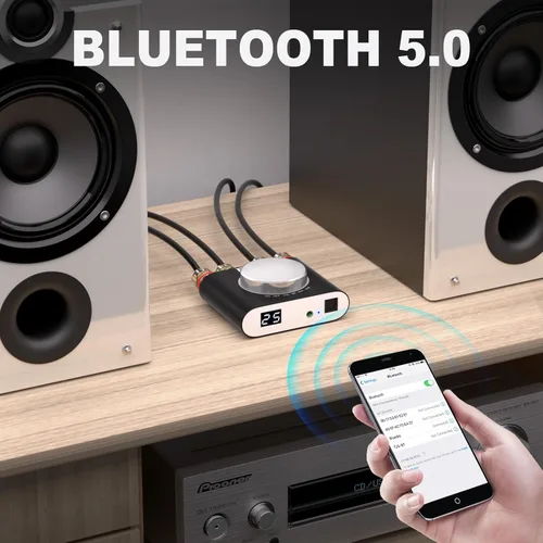Miniatura 5 de Facmogu M6 200W Mini amplificador de potencia Bluetooth 5.0, amplificador de audio HiFi estéreo mini de 100Wx2 de doble canal con entrada Negro