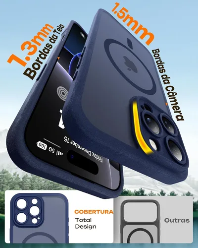 Miniatura 361 de TOCOL Funda para iPhone 11, compatible con Magsafe, protección completa de cámara, imanes integrados, protección contra caídas, funda translúcida