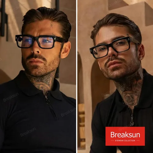Miniatura 3 de Breaksun Lentes rectangulares para hombres y mujeres, anteojos cuadrados de luz azul, montura gruesa, lentes negros