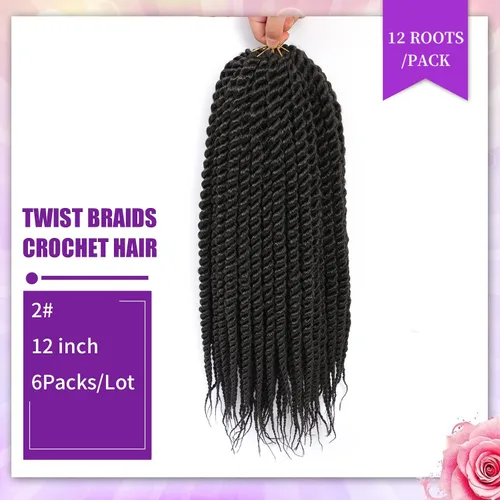 Miniatura 2 de Admutty - Extensiones de pelo trenzadas Havana Twist de 30,48 cm, 6 paquetes de trenzas de ganchillo Havana Twist senegalés, trenzas Jumbo Havana 2#