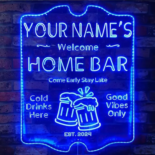 Miniatura 44 de ADVPRO Letrero de neón LED de doble color personalizado con tu nombre para bar casero de cerveza, año de establecimiento, blanco y morado, 16 x 12