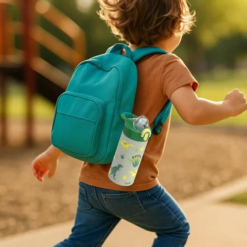 Miniatura 14 de Zak Designs Sage Kids - Botella de agua para la escuela, viajes o en casa, botella de agua de acero inoxidable de 14 onzas con pajilla, asa y tapa