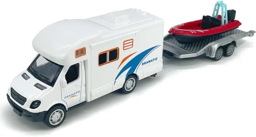 Miniatura 10 de Mini juguete de autocaravana camper RV para niños, modelo de aleación con tracción hacia atrás, vehículo recreativo con aventura, con muebles, techo