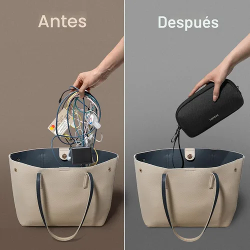 Miniatura 4 de tomtoc Organizador de Electrónicos Estuche de Viaje, Bolsa de Viaje Resistente al Agua Organizador de Cables para Artículos Esenciales, Bolsa Negro