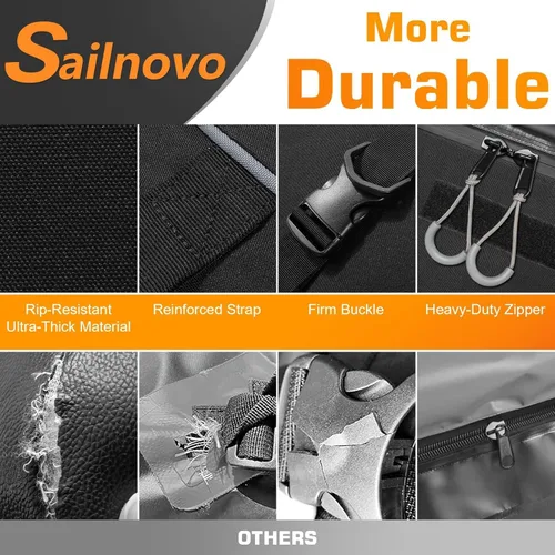 Miniatura 6 de Sailnovo Bolsa de techo suave para techo de automóvil, 15 pies cúbicos, impermeable, se adapta a la mayoría de vehículos con/sin estante, incluye