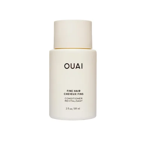 OUAI Acondicionador para cabello fino tamaño de viaje, acondicionador voluminizador para cabello fino con queratina, biotina y aceite de semilla de
