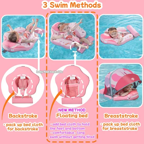Miniatura 3 de Mambobaby Flotador para añadir cola sin volteo, flotador de natación para bebé, flotador de espuma de perlas, flotadores de agua sólida, entrenador