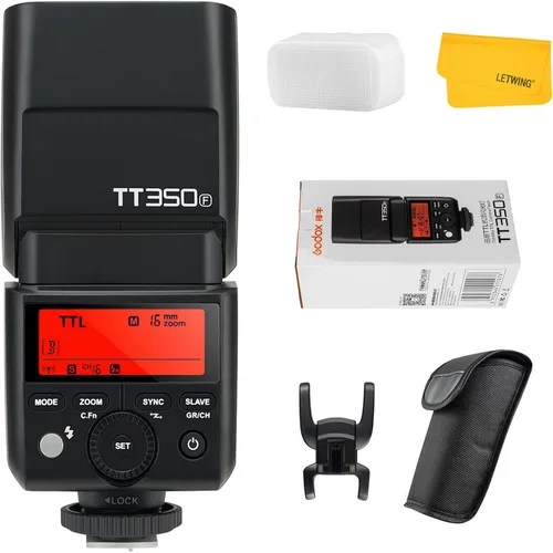 GODOX Flash TT350F para cámara Fujifilm, 2.4G inalámbrico GN36 HSS 1/8000s TTL Flash Speedlite compatible con cámara digital Fuji X-Pro2 X-T20 X-T2
