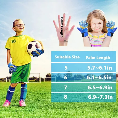Miniatura 5 de Jalunth Guantes de Portero de Fútbol para Niños y Jóvenes, Guantes de Guardameta Jugador de Campo para Niños y Niñas, Palma de Látex Antideslizante