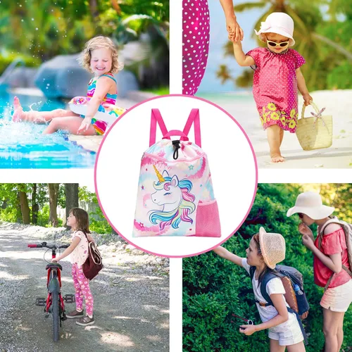 Miniatura 4 de WAWSAM Mermaid Gym - Mochila con cordón, Unicornio Rosa, Mochila con cordón para gimnasio