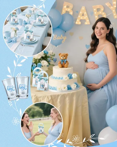 Miniatura 3 de 50 juegos de regalos de baby shower para invitados con temática de niño para baby shower, 1.18 onzas, vasos de chupito transparentes acrílicos a