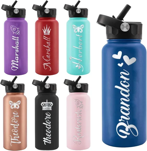 Miniatura 8 de Personalized Water Bottles, Custom Water Bottle with Birth Month Flower Personalized Text Names, Gifts for Women, Customized Engraved Stainless