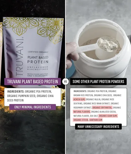 Miniatura 4 de Truvani Proteína en Polvo de Guisante Vegana Sin Sabor 20g de Proteína Orgánica a Base de Plantas 1 Porción Keto Sin Gluten y Lácteos