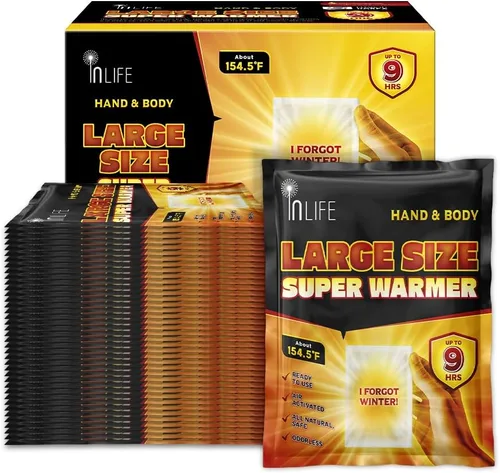 InLife Gran tamaño súper calentador para manos y cuerpo | Todo natural y seguro, calor rápido instantáneo, fácil y cómodo | Tamaño más grande y más