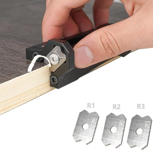 Miniatura 6 de Cepilladora de madera con bandas de borde de chaflán, herramienta raspadora de chaflán de borde rápido con 3 cuchillas, perfecta para carpintería