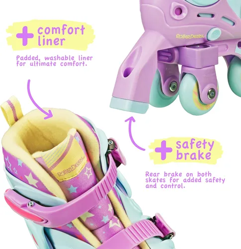 Miniatura 4 de Patines Roller Derby Switch para Principiantes, Patines Ajustables 2 en 1 Convertibles de Modo de Aprendizaje a Patines en Línea para Pequeños
