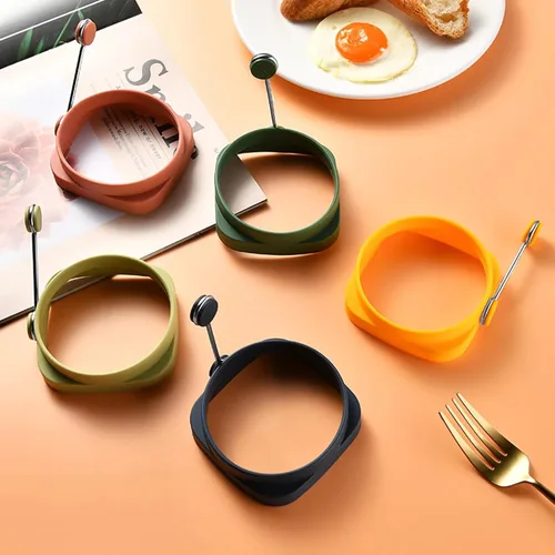 Miniatura 7 de Yelleow - Molde para freidora de huevos fritos de doble cara de grado alimenticio flexible de grado alimenticio para el hogar, anillo de huevos