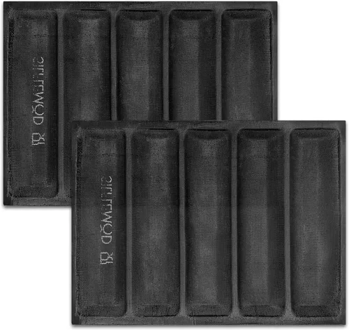 2 moldes de silicona aireados para baguette – Molde perforado de silicona flexible antiadherente para pan Fench Bread – Revestimiento de horno de