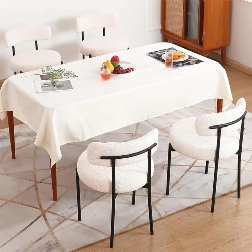 Miniatura 14 de Juego de 2 sillas de comedor negras, sillas de comedor modernas de mediados de siglo, respaldo curvado, sillas de comedor tapizadas redondas