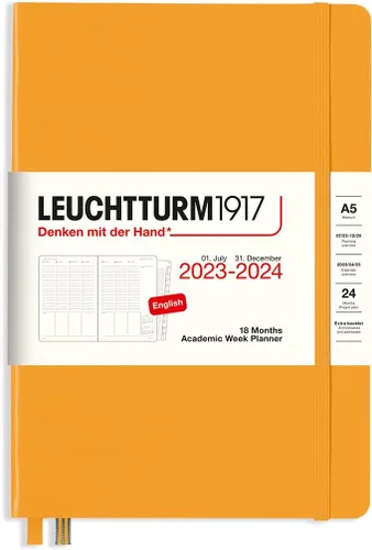 Miniatura 10 de LEUCHTTURM1917 - Planificador de semana académica de 18 meses, tapa dura, tamaño mediano A5, julio de 2023 - diciembre de 2024, inglés, tapa dura