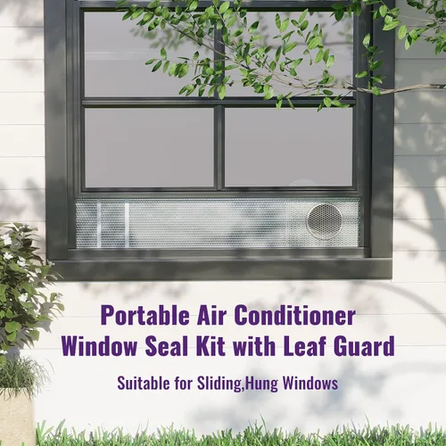 Miniatura 9 de Mxclimate Kit de ventana de aire acondicionado portátil, sello de ventana deslizante con protector de hojas, malla de ventilación de ventilación