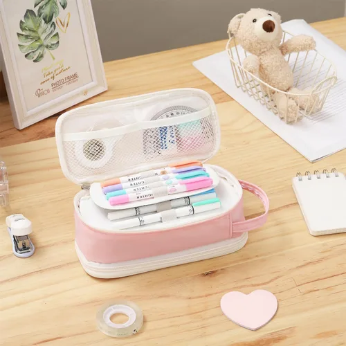Miniatura 6 de Dugio Estuche grande con cremallera para lápices para niñas, adultos y niños, bolsa organizadora de lápices estéticos, bolsa organizadora de gran