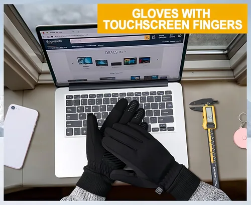 Miniatura 8 de Guantes de invierno para hombres y mujeres en clima frío, guantes térmicos con dedos para pantalla táctil, guantes cálidos resistentes al agua