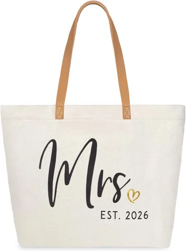 Miniatura 4 de ELEGANTPARK Mrs Bag Mrs Gifts 2025 Regalos para novia, bolsa de mano para boda, despedida de soltera, despedida de soltera, luna de miel, bolsa