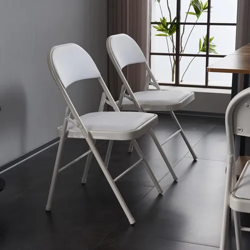 Miniatura 2 de Karl home Paquete de 12 sillas plegables blancas con asientos acolchados para exteriores e interiores, asiento comercial apilable portátil con marco