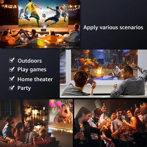 Miniatura 11 de Proyector 5G WiFi Bluetooth nativo 1080P [pantalla de proyector y bolsa de transporte incluidas], proyector de película CEBORY 15000LM Full HD