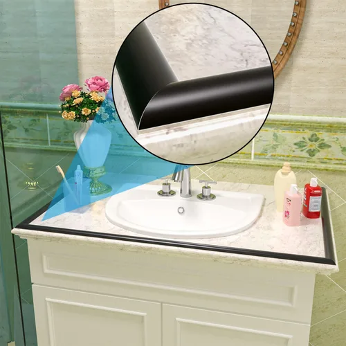 Miniatura 5 de Presa de agua plegable de 78 pulgadas para umbral de ducha con forma de arco de 0.47 pulgadas de alto, barrera negra para detener el agua, mantiene