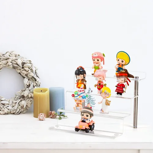 Miniatura 6 de Estante de exhibición de acrílico de 9 x 6 pulgadas para figuras pops, soporte de exhibición transparente de 4 pasos para exhibición o colección