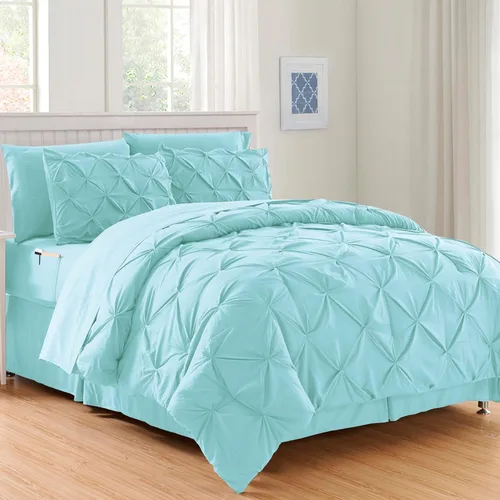 Elegant Comfort Juego de edredón de 6 piezas de lujo, más suave y acogedor, juego completo suave y sedoso que incluye juego de sábanas con bolsillos