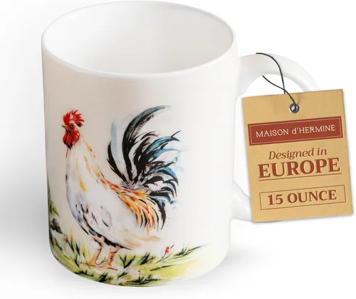 Miniatura 163 de Maison d' Hermine Taza de café con asas, tazas de porcelana fina de hueso, paquete de dos tazas de té para bebidas calientes, capuchino, latte, 015