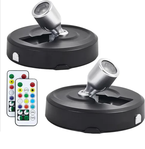 Miniatura 17 de Focos LED inalámbricos, paquete de 2 luces de acento con control remoto, luces inalámbricas de imagen con cabezal giratorio, iluminación