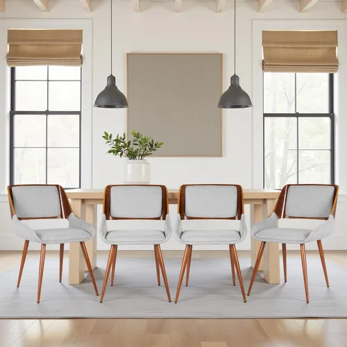 Miniatura 19 de Armen Living Silla de comedor Panda en tela gris y acabado de madera de nogal, 25 pulgadas de profundidad x 20 pulgadas de ancho x 31 pulgadas