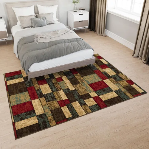 Miniatura 3 de Ottomanson Alfombras de 5 x 6 pies 6 pulgadas para sala de estar, alfombra de área para dormitorio, antideslizante, duradera y grande para zonas