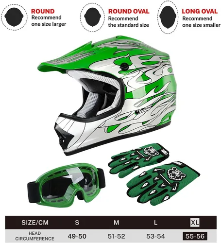 Miniatura 3 de TCT-MOTORPARTS DOT - Casco de motocross para niños y jóvenes, casco de cara completa, para motocross, ATV, todoterreno, casco de cuatro ruedas