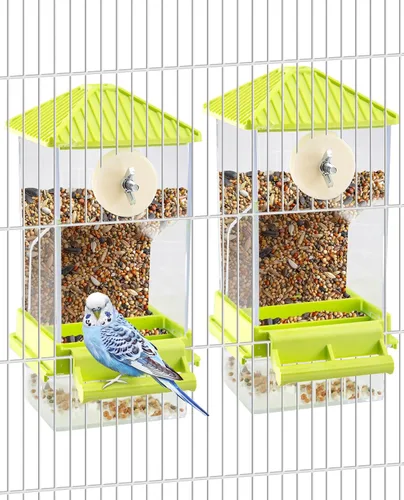 Miniatura 10 de Hamiledyi - Set de comederos sin ensuciar para pájaros con dispensador de agua, contenedor de semillas para periquitos, comedero automático