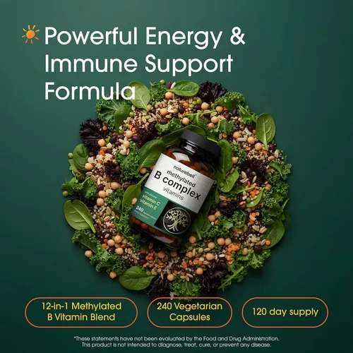 Miniatura 2 de NatureBell Methylated B Complex Vitaminas – 240 cápsulas vegetarianas – Fórmula 12 en 1 de alta biodisponibilidad – para la salud inmunológica