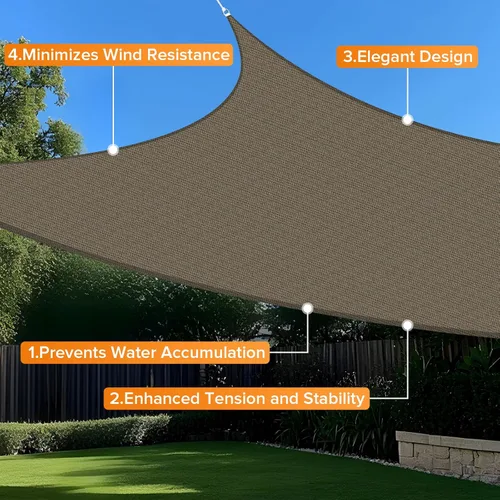 Miniatura 4 de Artpuch - Toldo triangular tipo vela para sombra, borde curvado, grado comercial, 5.46 oz/yd², permeable, para exteriores, terraza, patio, tamaños
