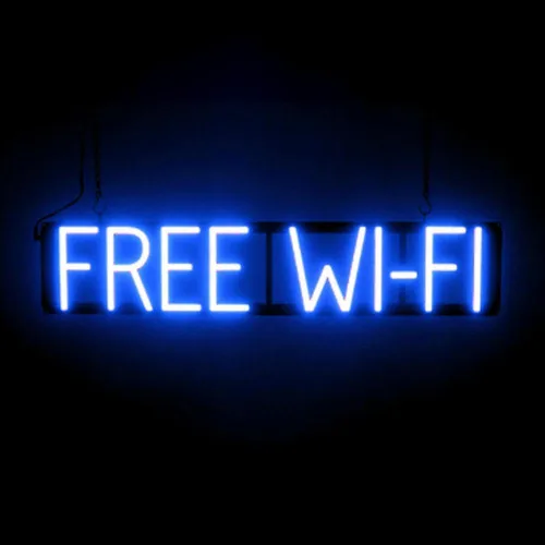 Miniatura 12 de SpellBrite Letrero WI-FI Letrero relacionado con café con aspecto de neón, fuente de luz LED azul 15.4 x 6.3 pulgadas